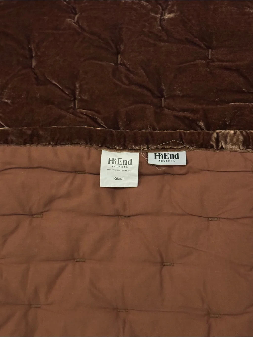 HiEND Accents Twin Stonewashed Cotton Velvet Quilt in Cocoa Color
